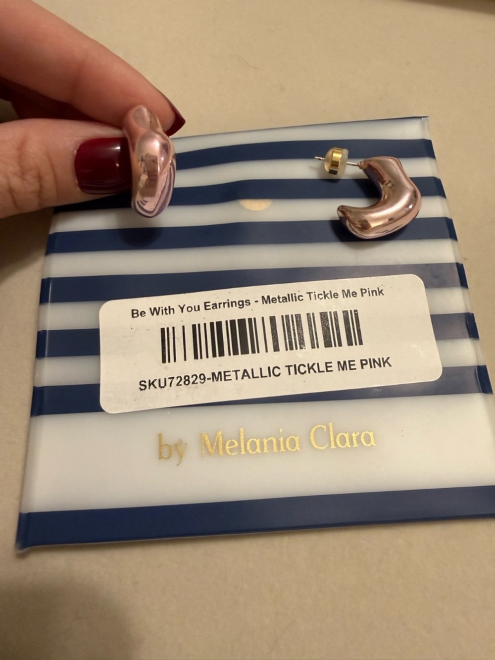 By Alexa Rae Metallic 'Tickle Me Pink' Be With You Earrings